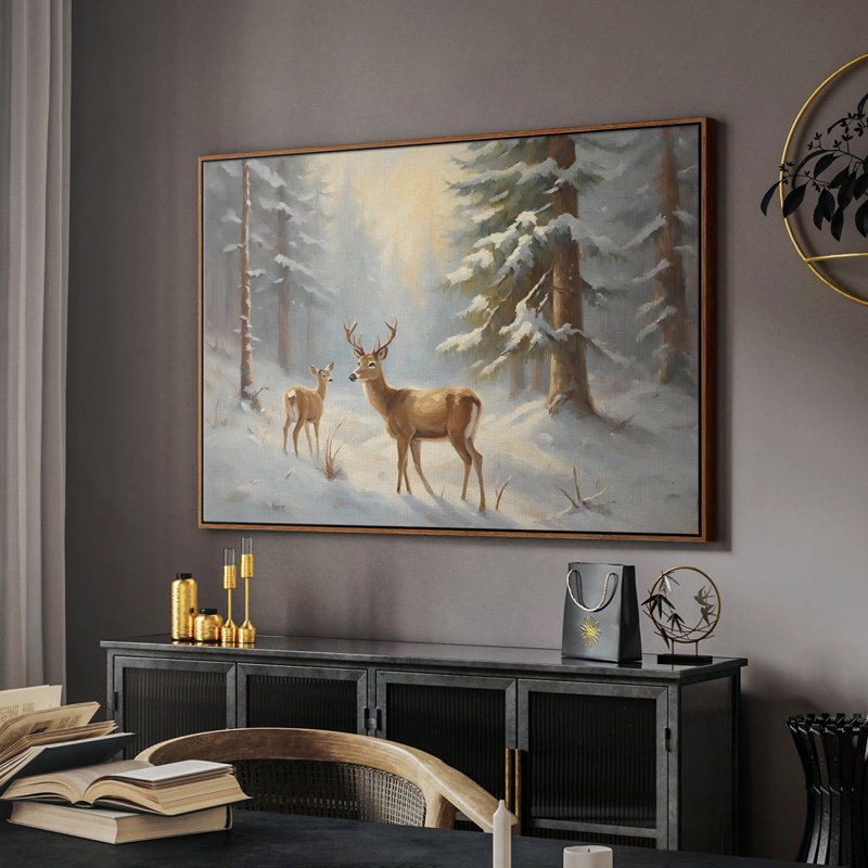 Paysage rétro CLCLXXVII, Toile encadrée noyer flottant, H 27 po x l 41 po x P 2 po