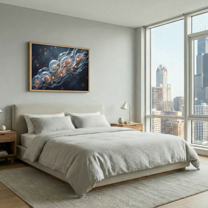 Ensemble de 1 tableau mural en toile lumineuse en spirale, H 32 po x l 48 po, Naturel