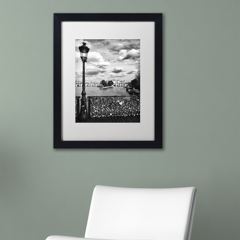 Pont des Arts Paris Framed Photographic Print, 14" H x 11" W x 0.5" D, White, Silver Framed