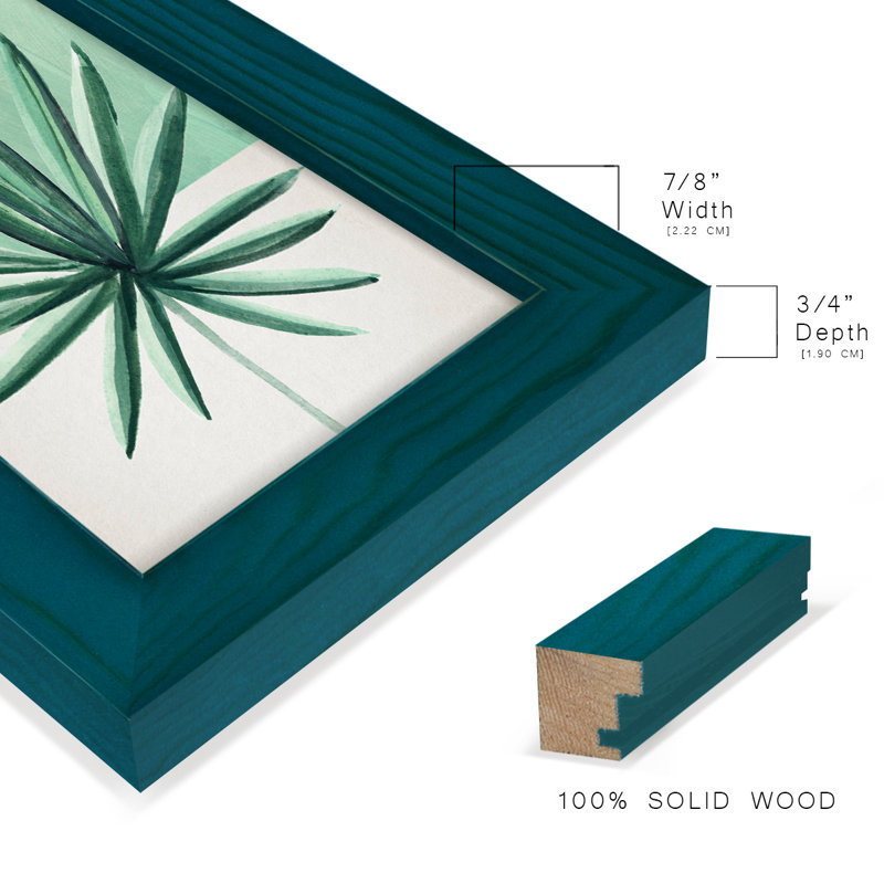 Verging Palm IV - Impression encadrée avec verre, H 6 po x l 4 po x P 1 po, Bleu