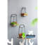 Pot à fleurs mural trois pièces en fer noir et bois de sapin géométrique, parfait pour le style décoratif intérieur