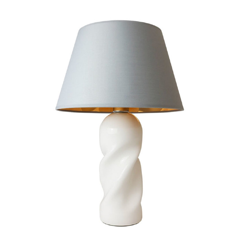 Pillar Glass Table Lamp, White/Grey