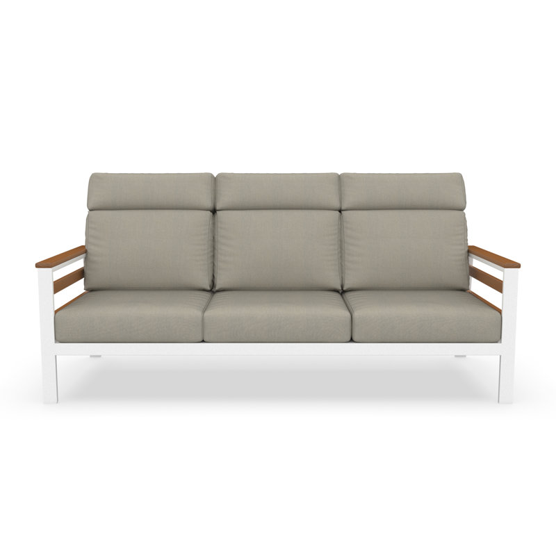 Townsend Metal Outdoor Sofa With Sunbrella Cushion, Brown, Spectrum Dove