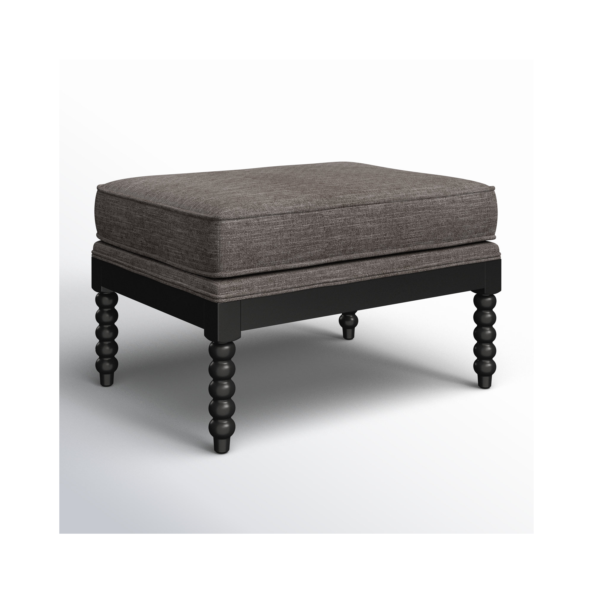 Berk Upholstered Ottoman, Black, Gray
