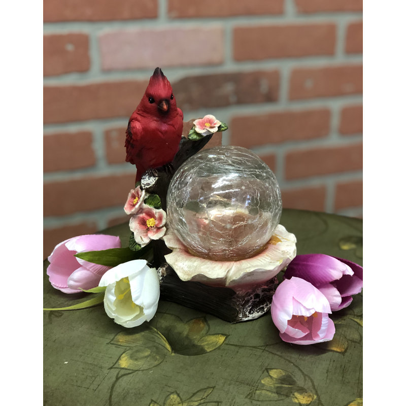 Art de jardin en verre Isle en résine cardinal / verre craquelé Isle