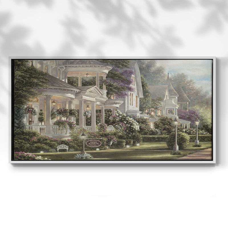 Minns House - Toile tendue avec châssis encadré - Prêt à être accroché, H 21 po x l 41 po, Blanc