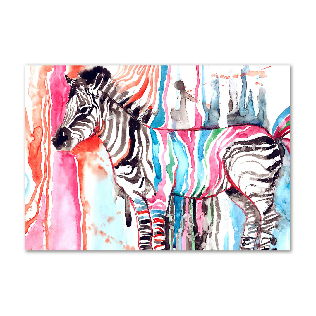 Buntes Zebra - Kunstdrucke auf Segeltuch