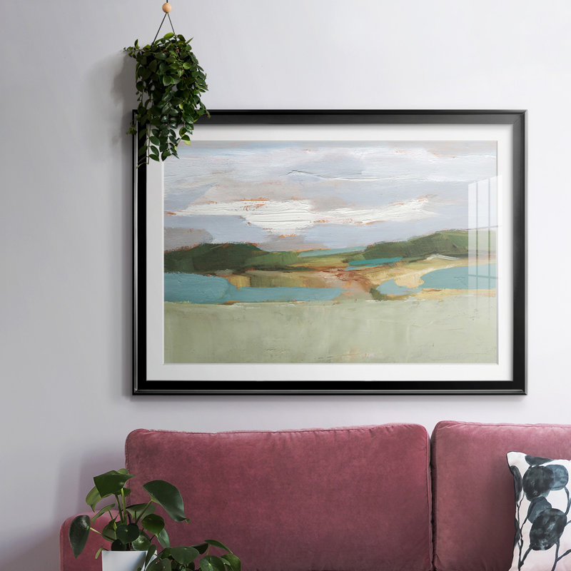 High Noon Vista Study II - Cadre encadré avec cadre biseauté et verre, Noir, H 27 po x l 39 po x P 1,5 po
