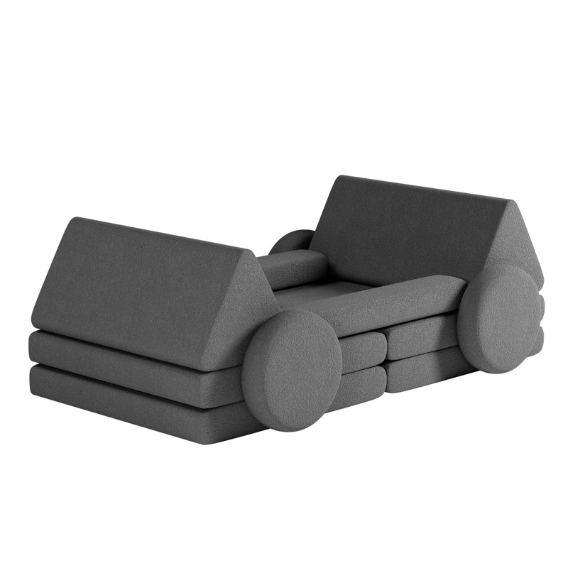 Bentura Kids Couch Sofa, 12 Pcs Velvet Modular Toddler Couch, Freely Removable Kids Chair Sofa for Playing, Creativity, Sleeping, Versatile Fold Out Baby Play Couch Set for Playroom, Bedroom Furniture