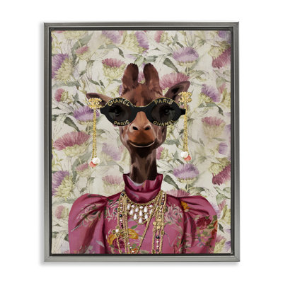  «Fancy Giraffe on Florals», art mural sur toile flottante par Svetlana Aleynikova