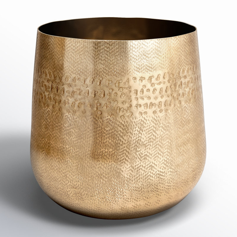 Emberlynn Metal Planter, 8" H x 8.25" W x 8.25" D, Gold