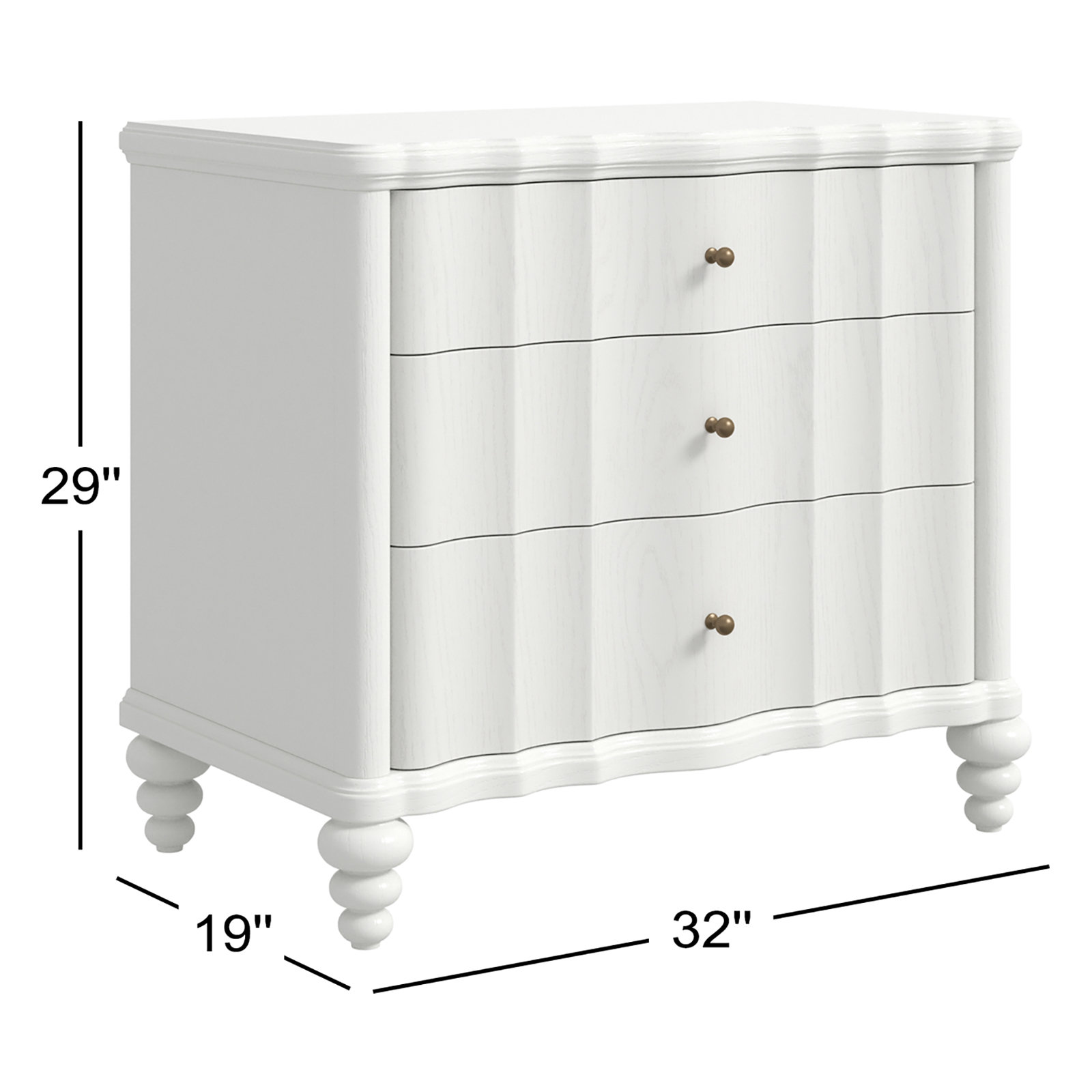 Haven 3 - Drawer Nightstand, White