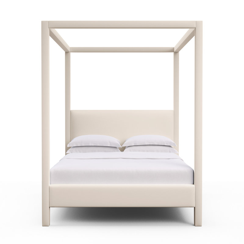 Lit tapissier Lafayette, Simple, Velours moelleux huître