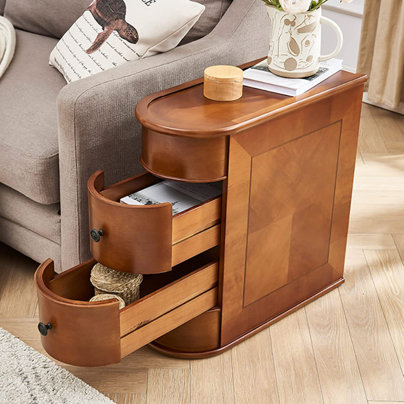 Anyssa Solid Wood 2-Drawer End Table, Brown