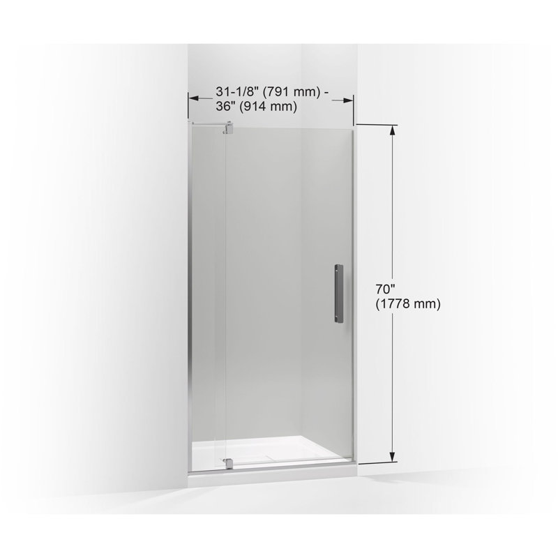 Revel 36'' x 70'' Pivot Shower Door with CleanCoat Technology, Anodized Brushed Nickel
