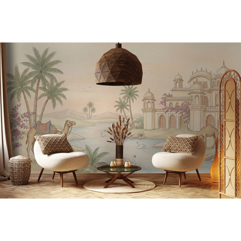 Panneau mural de dôme du désert Desert Oasis, Texturé non collé, 200 po x 120 po