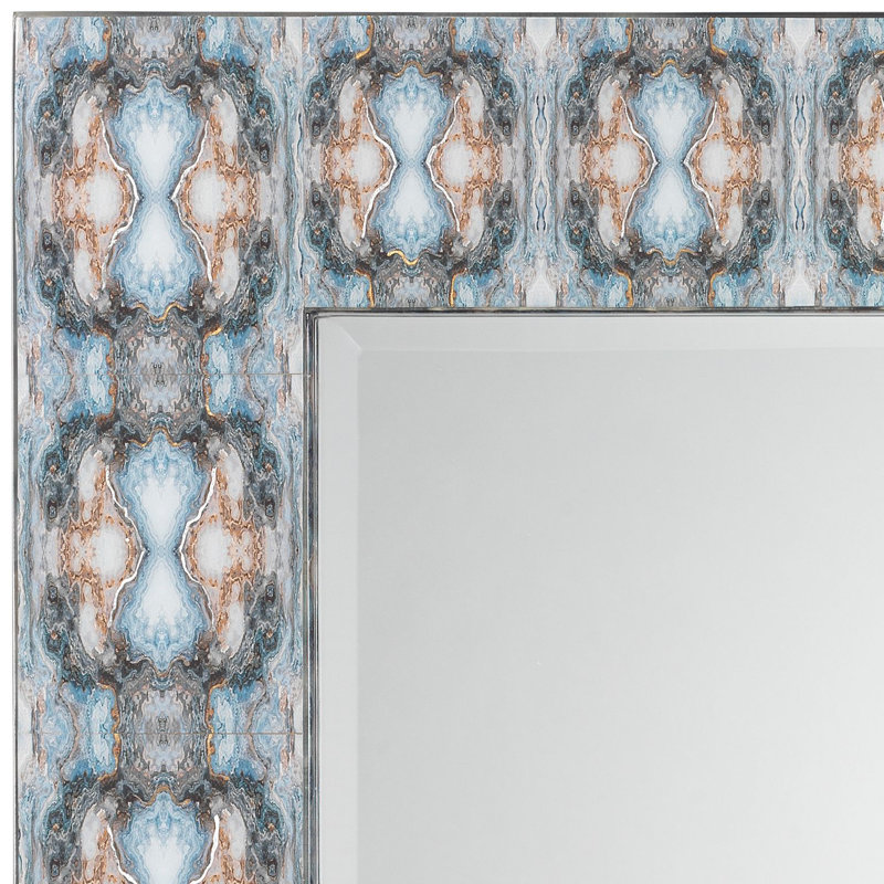 Rorschach Engineered Wood Flat Wall Mirror, Blue