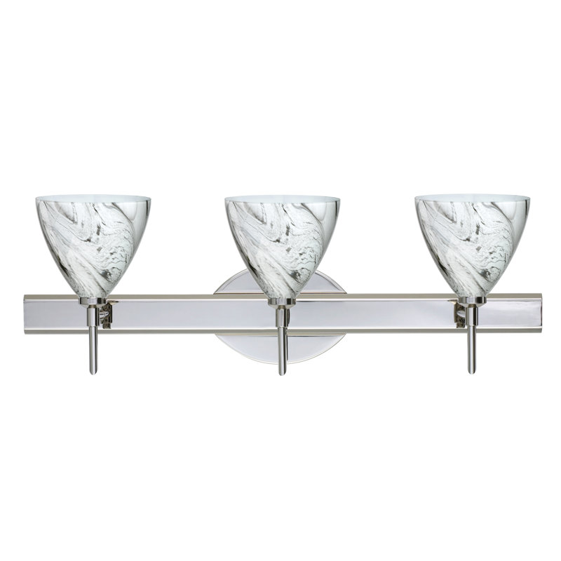 Mia 3 - Light Dimmable Vanity Light, Satin Nickel, Marble Grigio, Incandescent