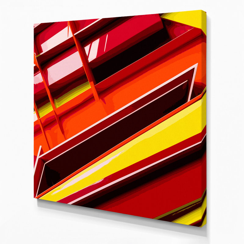 Hard Edge 27 Red Canvas Wall Art, 8" H x 8" W