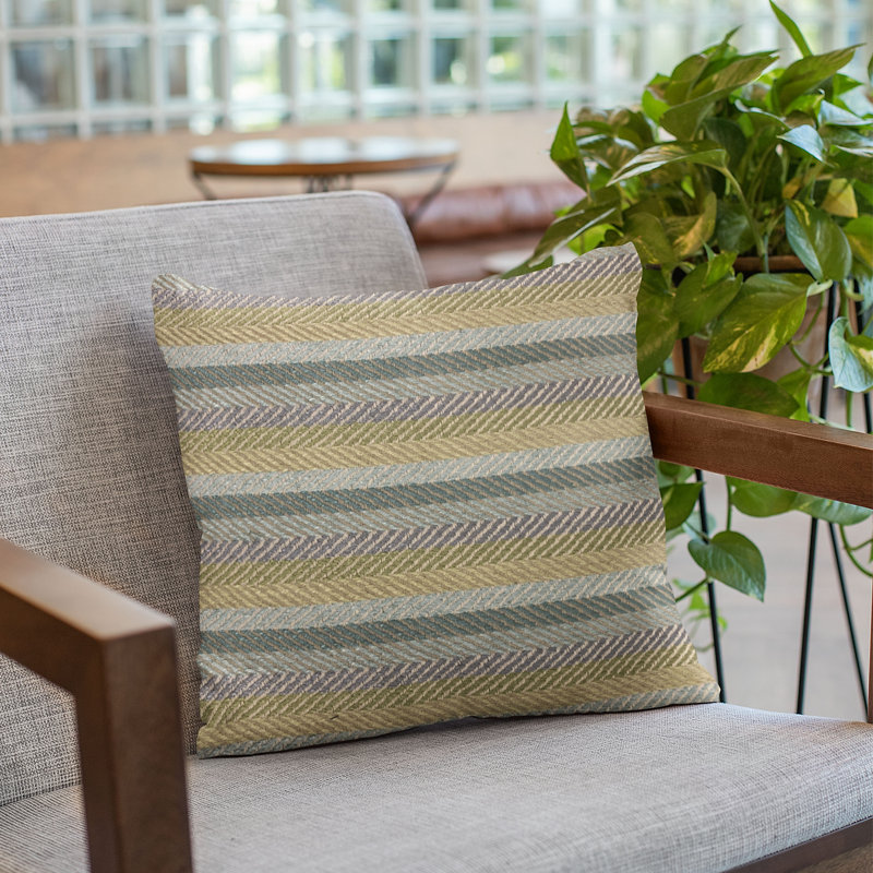 Tracks Striped Outdoor Reversible Throw Pillow, 18" x 18"