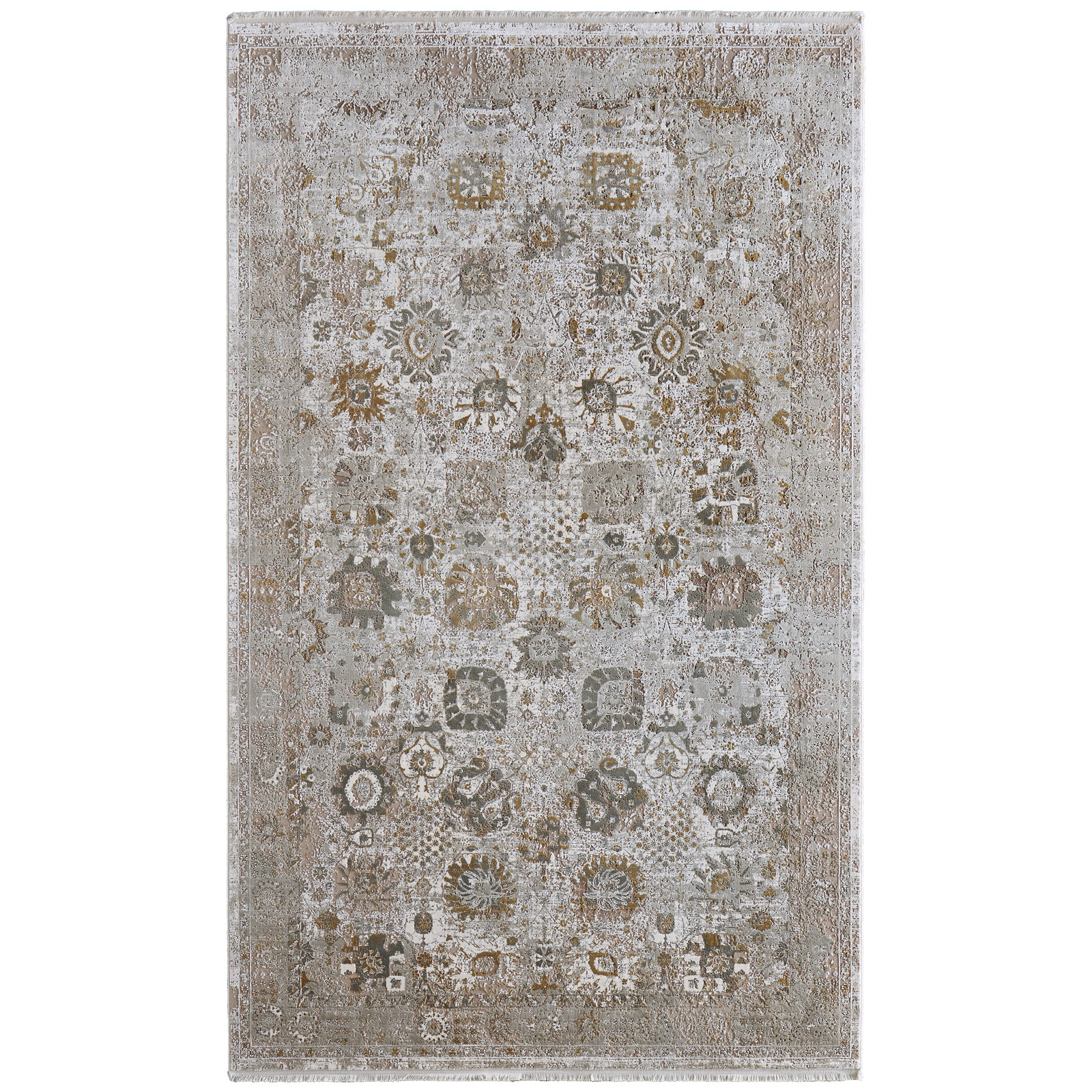 Cadiz Traditional Floral & Botanical Ivory Area Rug, Rectangle 9'9" x 13'2"