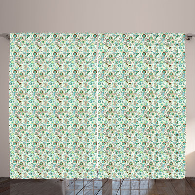Rustic curtain, pastel natural, mint green sky blue
