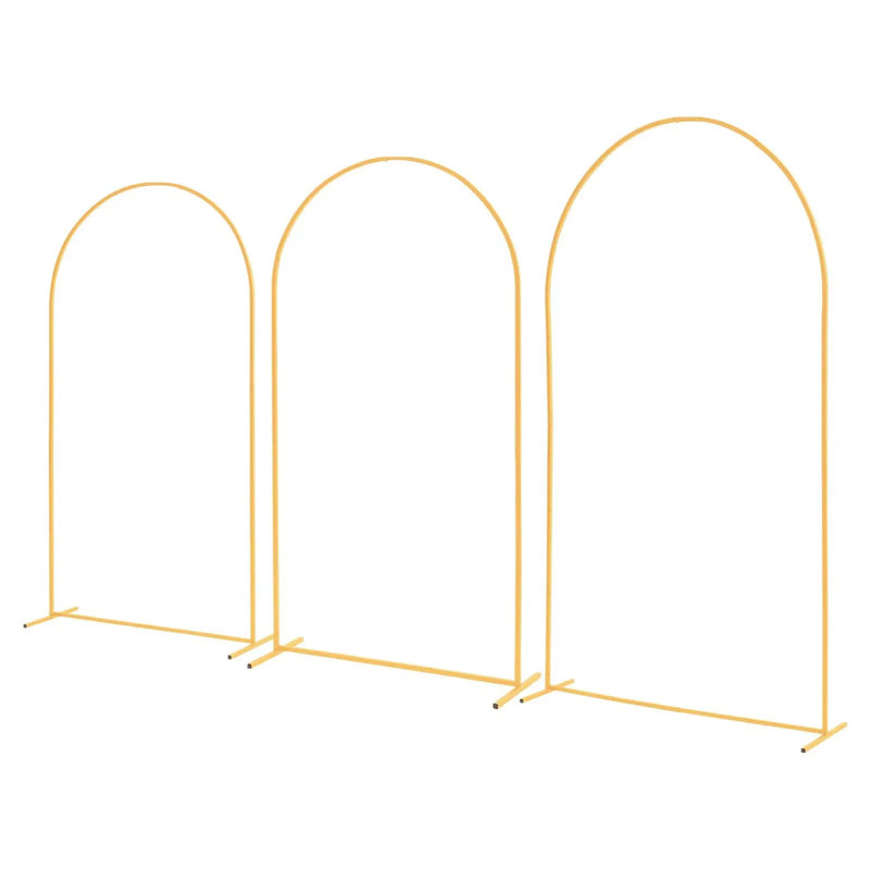 Ensemble de support en arche de 3, 8 / 7,2 / 6,6 pi, structure stable avec assemblage facile, support en arche en métal doré pour décoration de fête d'anniversaire de mariage