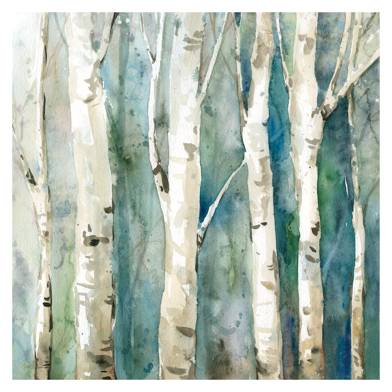 River Birch II, impression sur toile tendue, H 26 po x l 26 po x P 1,5 po, Toile avec cadre noir, Pas de tapis