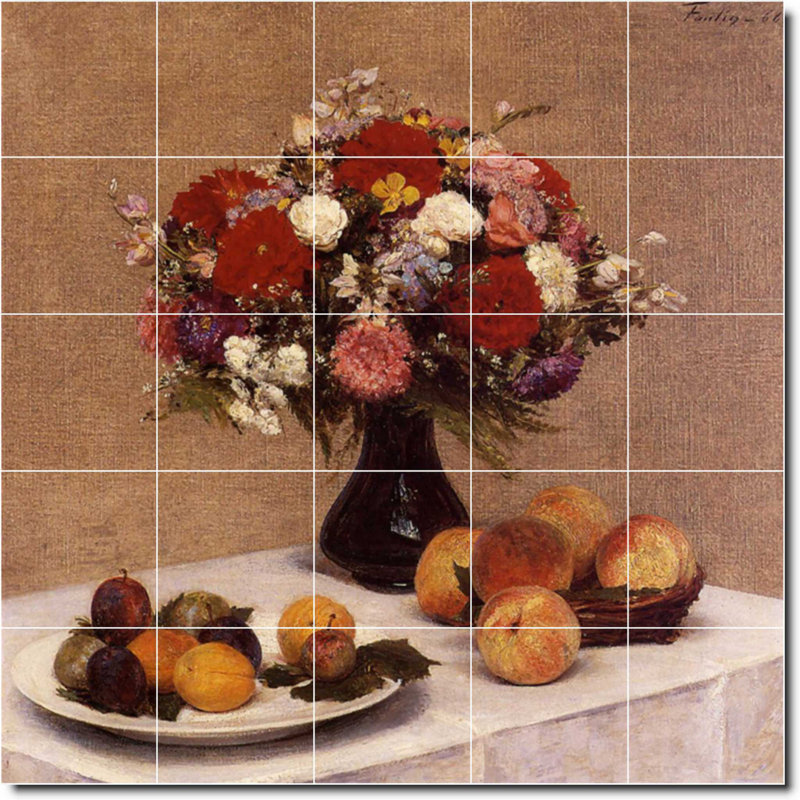 Carreau de peinture murale 40 po x 40 po 8 po x 8 po, Fleur 03134