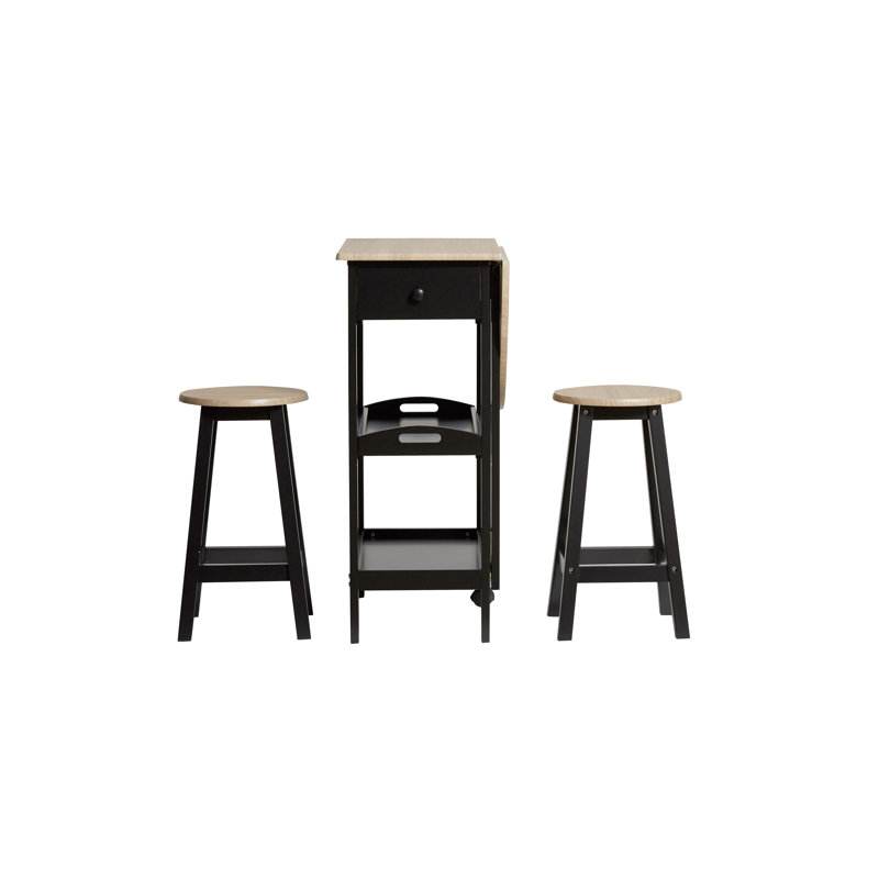 Lamine Extendable Dining Set, Black, Black