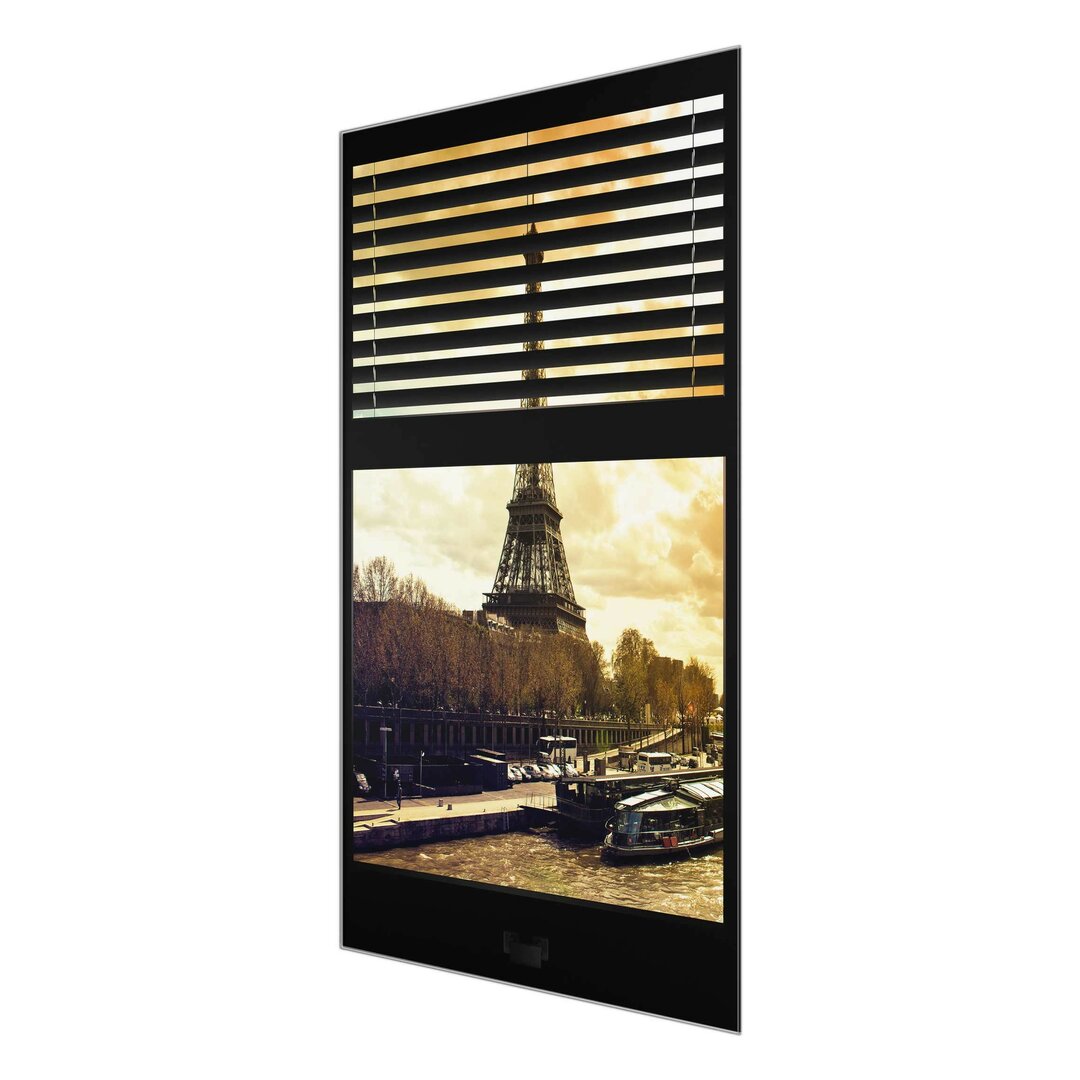 Glasbild Paris Eiffelturm Sonnenuntergang Fensteransicht