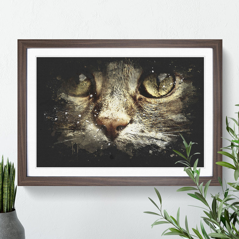 Portrait of a Cat Vol.1 - Picture Frame Graphic Art, 48cm H x 65cm W x 2cm D, Walnut Framed
