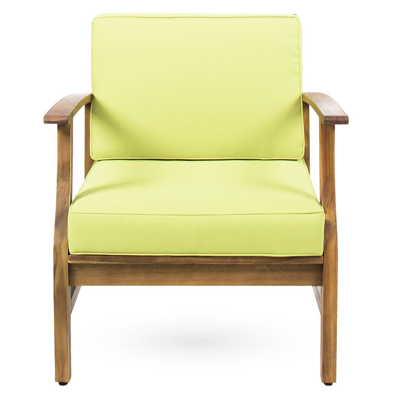 Patio Club Chair, Constructed With Robust Wood And Slat Appearance Chair For Patio, Featuring Modern Panel Design Durability