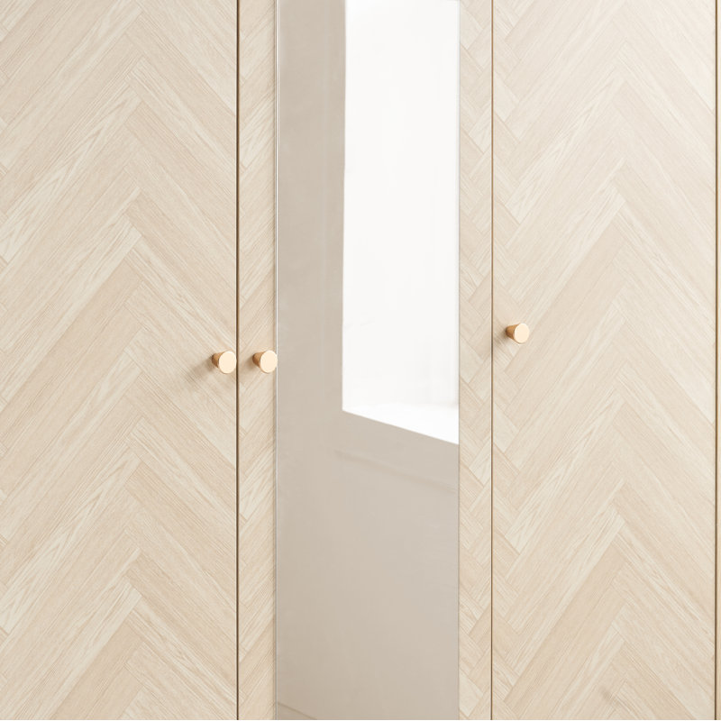 Mardell 3 Door Particle Board Wardrobe, Oak