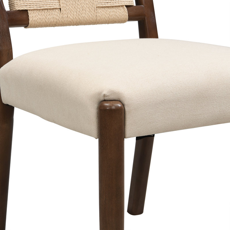 Chaise de salle à manger rembourrée Modern Scandinavian, Coussin beige / structure en noyer