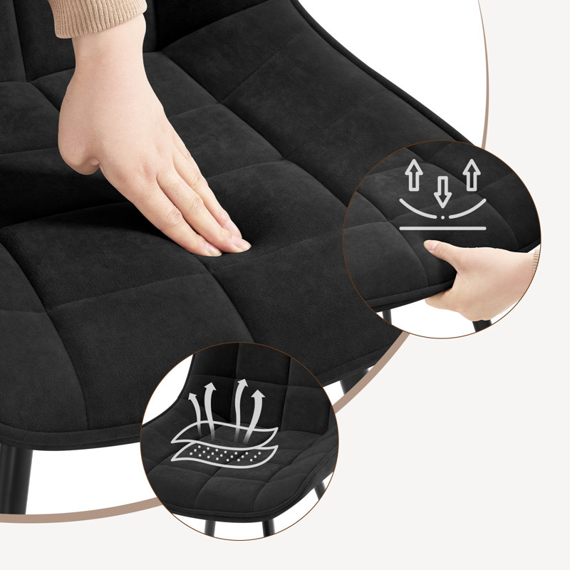 45.5cm H Velvet Upholstered Side Chair, Black