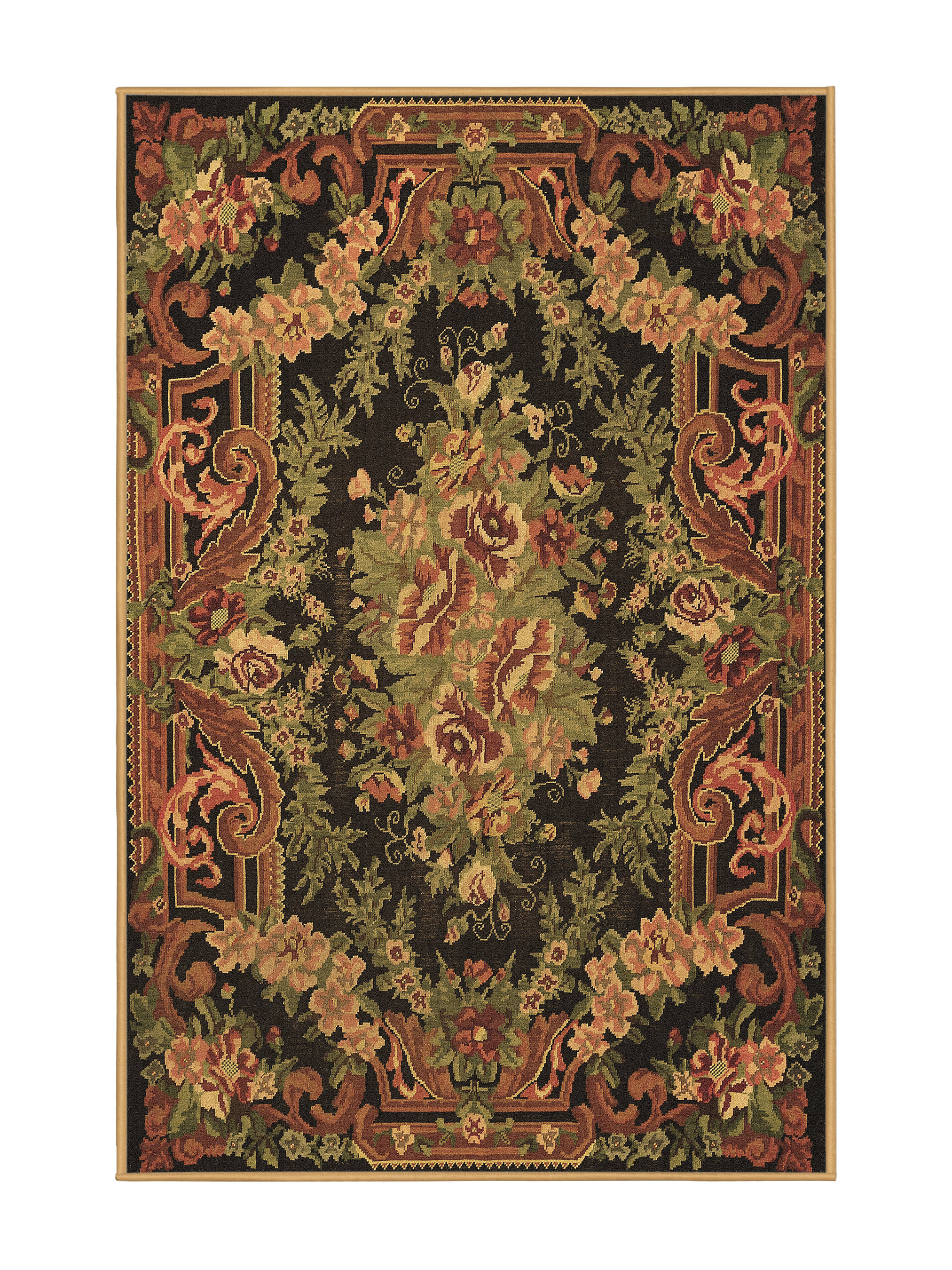 Canora Grey Pietrafesa Floral Machine Woven Wool/Polyester Area Rug in ...