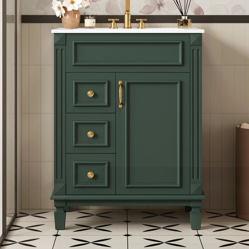 Meuble-lavabo 24 po avec lavabo en céramique, Vert