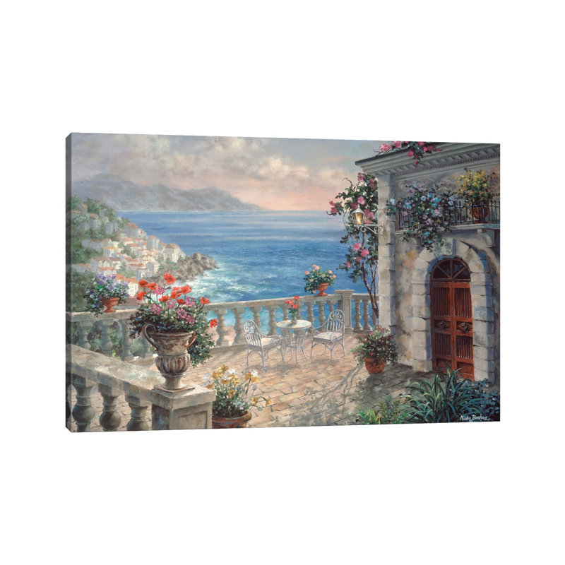 Mediterranean Elegance by Nicky Boehme - Painting on Canvas, 20.32 cm H x 30.48 cm W, Wrapped Canvas