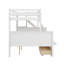 Lit superposé simple au-dessus d'un lit double avec rangement pour tiroir coulissant et tablettes intégrées-1235344831