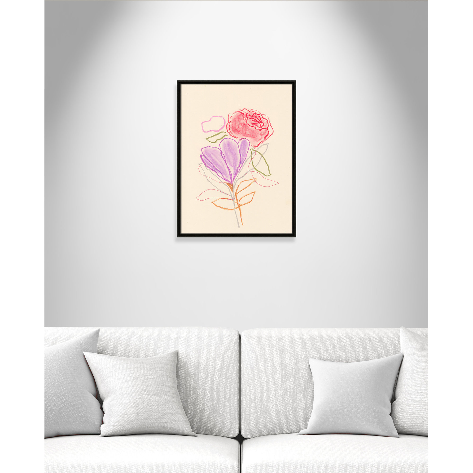 Simple Floral III Print by Bea Dina, Espresso Floater Framed Canvas, No Mat, 25.5" H x 19.5" W x 2" D