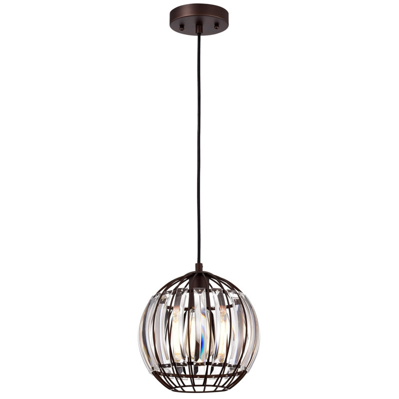 Mini-luminaire suspendu Eliana de Chloe Lighting - Luminaire suspendu en bronze huilé à 1 lumière de 9,5 po de largeur avec 9 po de largeur