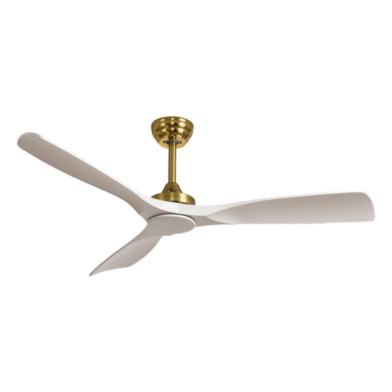 Ventilateur de plafond intérieur / extérieur pour patio avec télécommande, Doré, Blanc, 52 po de largeur