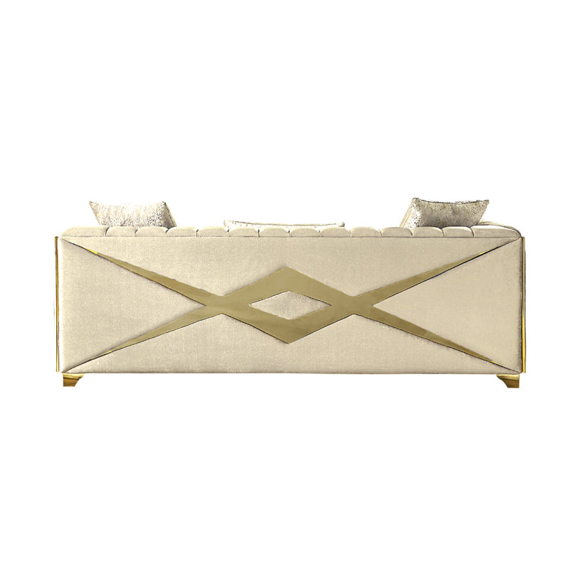 Arron 3 - Piece Velvet Living Room Set, Cream Velvet