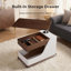 Table basse portative à hauteur réglable avec roulettes de rangement et verrouillables, table d'appoint en noyer pour le salon, le balcon ou la chambre à coucher
