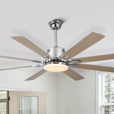 72" Large Modern Ceiling Fan w/ Wood Blades and Dimmable LED Lights, Quiet DC Motor 6 Fan Speed w/ Remote