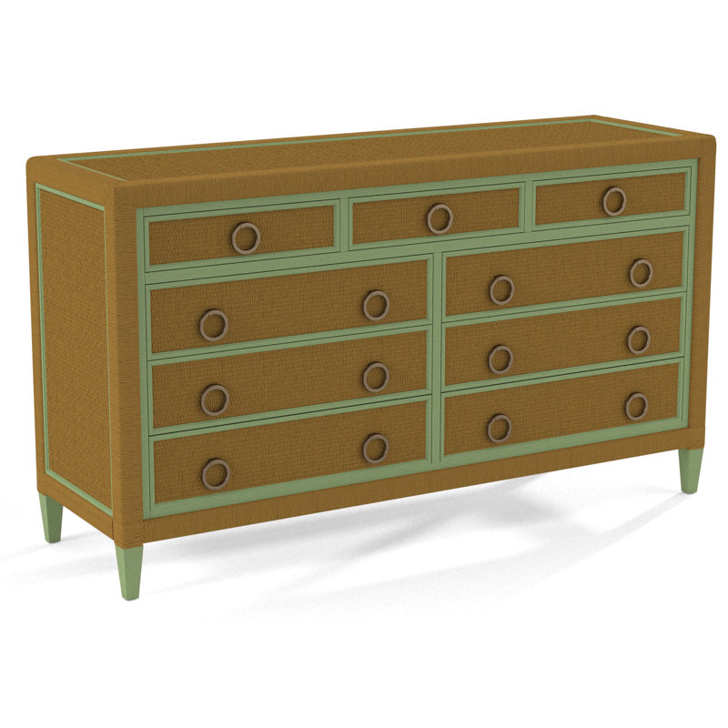 Commode 9 tiroirs avec miroir Warwick, Graine de lin