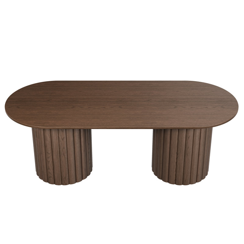 Audna 86" Solid Wood Dining Table With Double Pedestal, Walnut