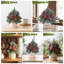 Lot de 2 mini sapins de Noël artificiels en pot, décoration de table en PE givré avec pommes de pin et baies rouges pour foyer