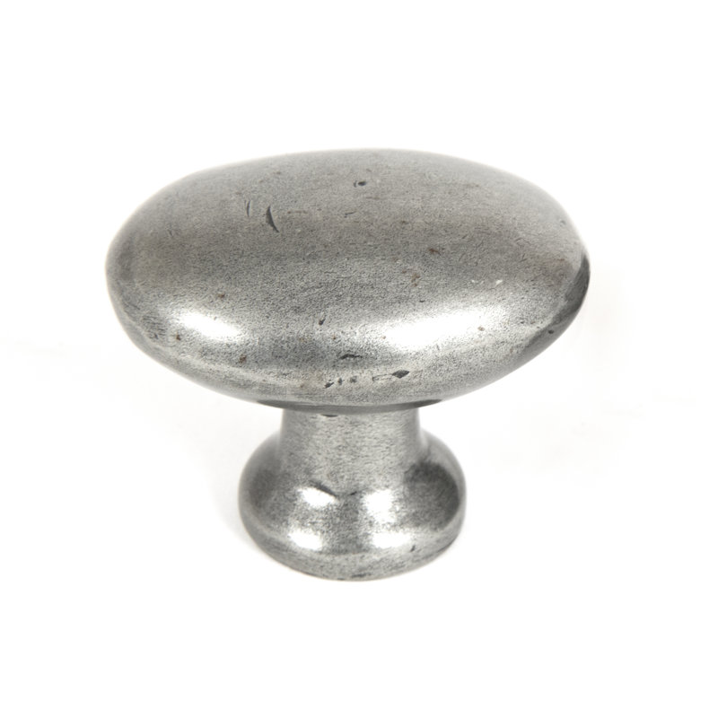 Oval 40mm Length Cabinet Oval Knob, Pewter Patina